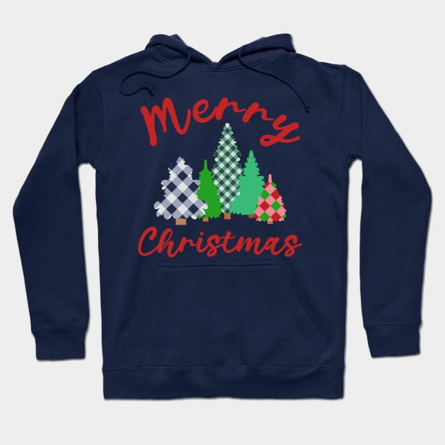 Merry Christmas plaid Christmas tree Hoodie by ArtsByNaty